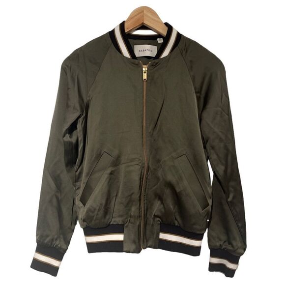 Babaton Chelsey bomber jacket in green - size XXS - Picture 4 of 16
